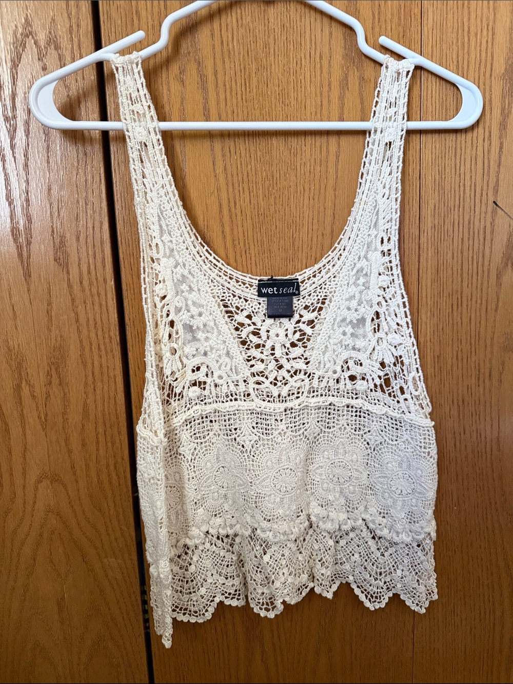 Wet Seal Cream Crochet Lace Tank Top
